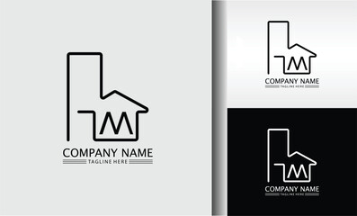 "Modern minimalist business logo, sleek black and white branding identity, abstract geometric M letter mark, professional corporate design, clean and stylish company symbol."