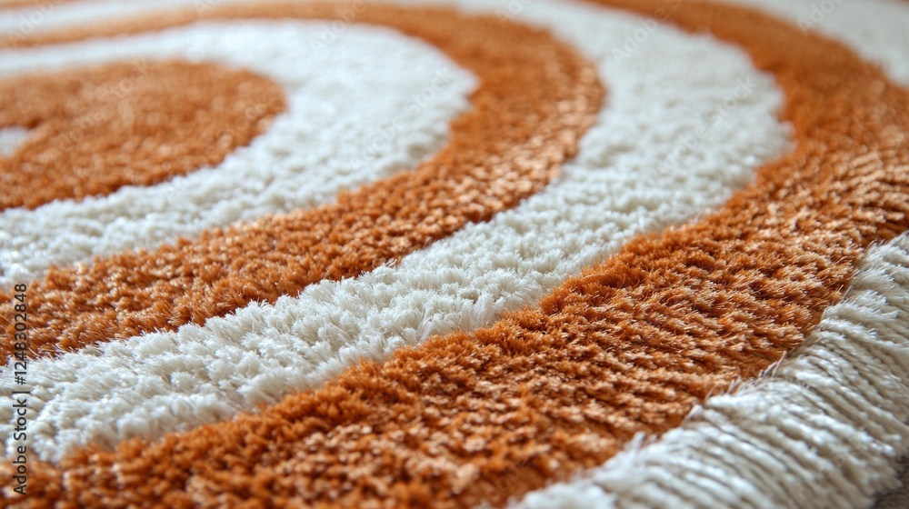 Poster this close-up highlights the beautiful pattern and soft texture of an orange and cream rug, perfect 