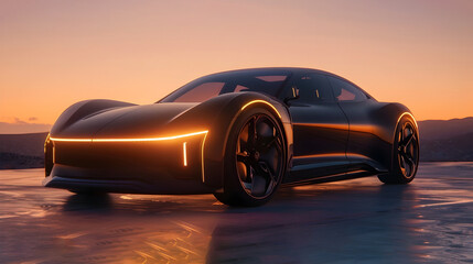 Electric Cars Symbolizing Automotive Innovation A LowAngle Shot Showcasing Power and Performance