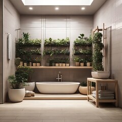 Fototapeta premium modern bathroom interior with bathtub