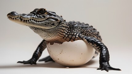 Naklejka premium Cayman Crocodile Hatchlings First Portrait A Fragile Emerald Lifes Debut