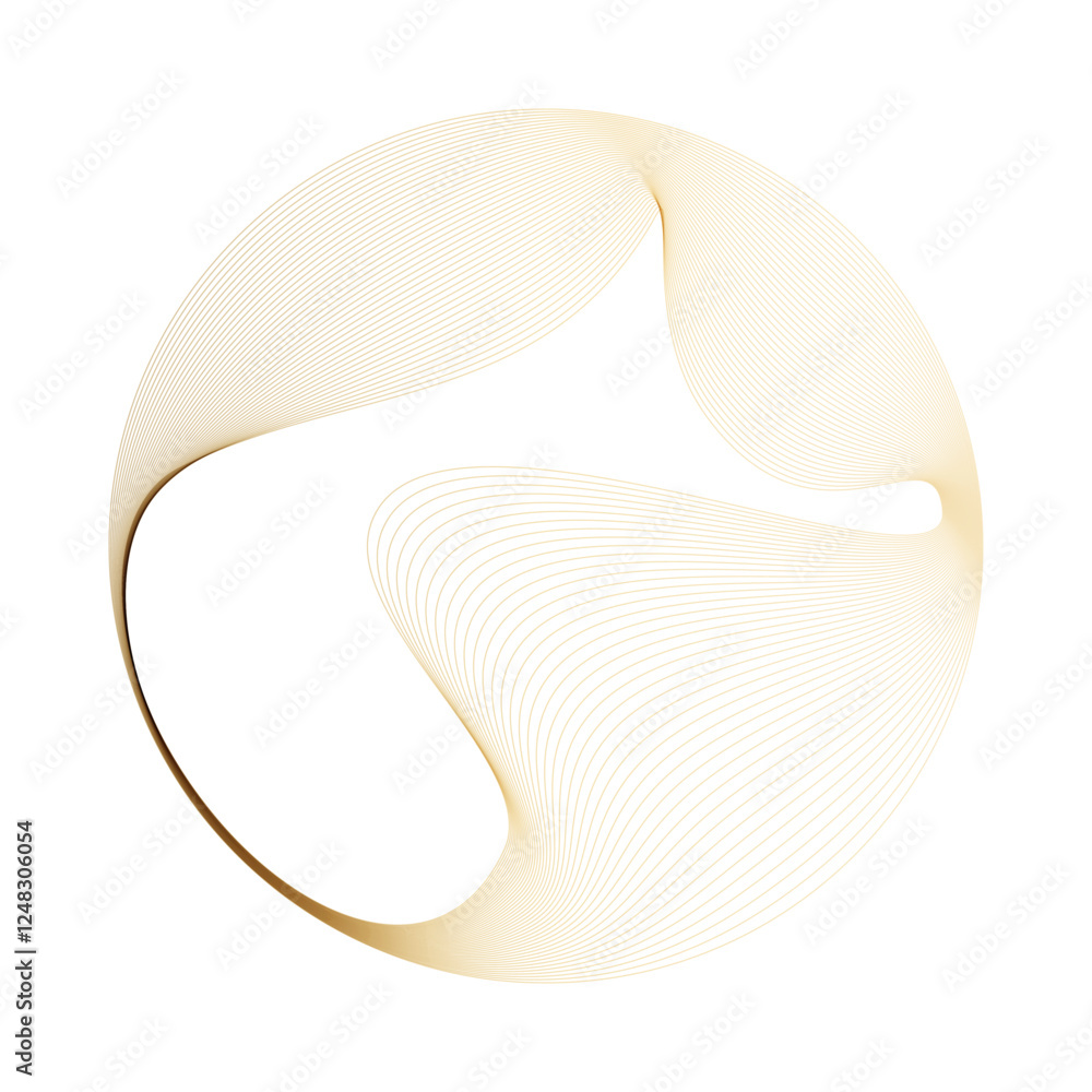 Aufkleber Abstract vector round shape of wavy lines flowing smooth curve gold gradient color on transparent background in concept of luxury, technology, science, music, modern.