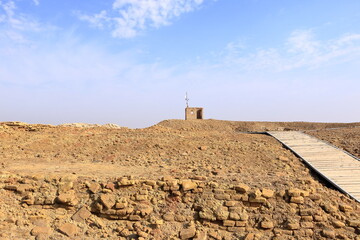 House of the Prophet Abraham beside the Restored ziggurat in ancient Ur, sumerian temple, Iraq