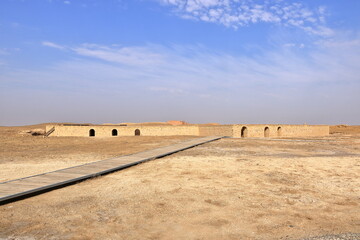 House of the Prophet Abraham beside the Restored ziggurat in ancient Ur, sumerian temple, Iraq