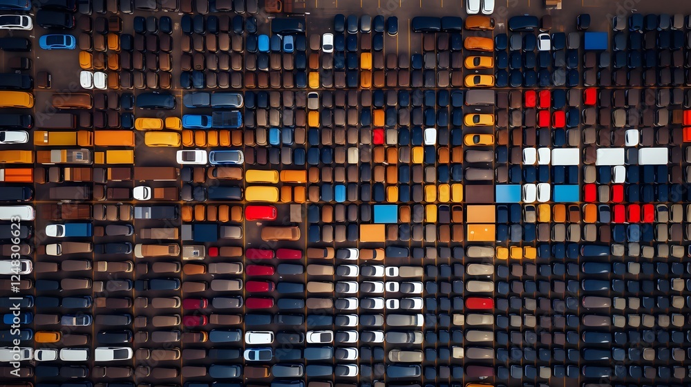 Aufkleber captivating aerial view showcasing the intricate design and color coded layout of a modern parking l