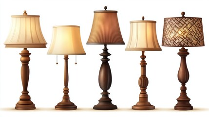 Elegant Collection of Vintage Table Lamps with Distinctive Shades