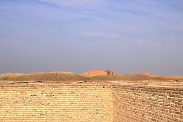 restored ziggurat in ancient Ur, sumerian temple, Iraq