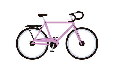 Fototapeta premium Road bicycle. Bike, urban eco-friendly transport with wheels, handlebar and pedals. Sport vehicle. Modern city cycle, side view. Flat graphic vector illustration isolated on white background