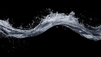 Obraz premium Dynamic splash of water captured on a black background. Concept of freshness, motion, and hydration