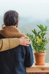 A friend giving a comforting pat on the back during a tough moment. The gesture expresses support, Generative AI