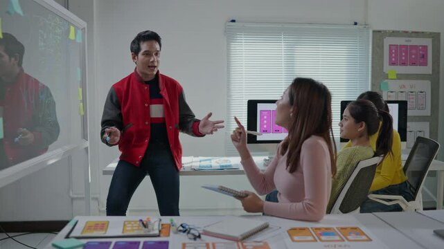 Teamwork Programers meeting for discussion data analysis for UX and UI programming for preparing for Generative AI Technology