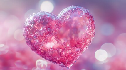 Obraz premium Pink Heart of Ice: A Frozen Romantic Gesture