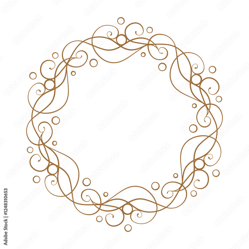 Wall mural intricate circular vintage frame design that features elegant swirls and dots
