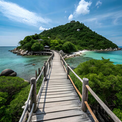 Obraz premium Wooden Bridge at Koh Nangyuan Island Surat Thani