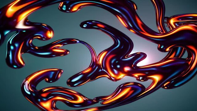 Curving teal and orange ribbons with glowing highlights, wave-like for a captivating,