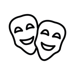 Face masks, theater masks theme party icon in modern style, easy to use