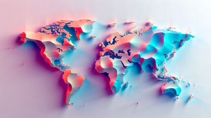 Fototapeta premium Abstract Colorful 3D World Map Design with Shadows and Highlights