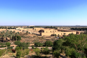 Upper view of the ancient city of Babylon from former Saddam Hussein palace in Hillah, Iraq