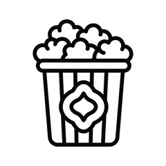 Illustration of food in cinema, top filled popcorn icon