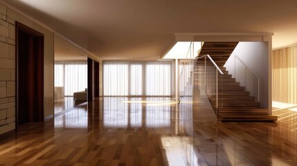 Obraz premium empty room with wooden floor