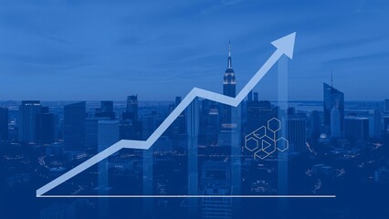 Fototapeta premium Upward Trend in Urban Development Cityscape with Growth Graph