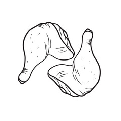 Chicken thigh illustration hand drawing suitable For restaurant menu, flyer, and food packaging