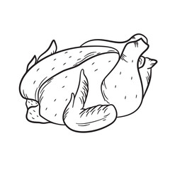 Whole chicken illustration Hand drawing suitable For restaurant menu, flyer, food packaging