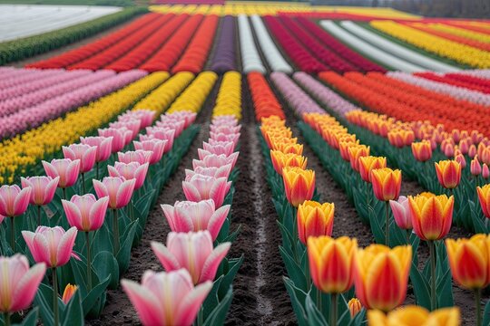 Breathtaking Tulip Fields in Autumn and Spring Showcasing Vibrant Colors and Exquisite Landscapes