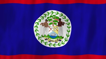 Belize flag country animation 3D symbol design waving in wind movement national patriotism world culture emblem banner Central America red blue white