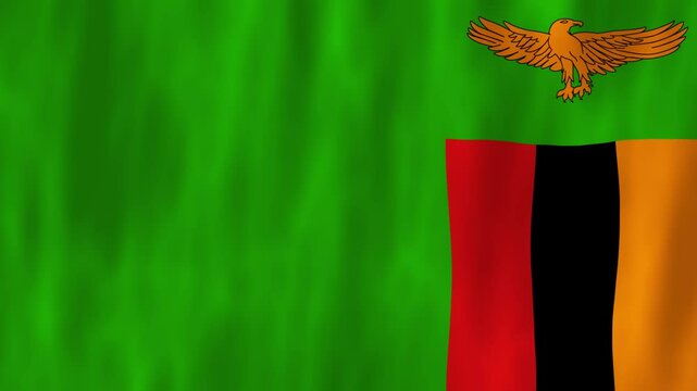 Zambia flag country animation 3D symbol design waving in wind movement national patriotism world culture emblem banner South-Central Africa green red black eagle