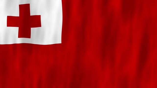 Tonga flag country animation 3D symbol design waving in wind movement national patriotism world culture emblem banner Polynesia South Pacific red white cross