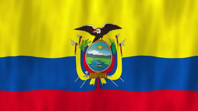 Ecuador flag country animation 3D symbol design waving in wind movement national patriotism world culture emblem banner South America yellow blue red