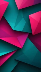 Abstract Teal and Pink Geometric Polygons: A Modern Art Design