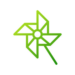Green Pinwheel Icon Isolated on White Background