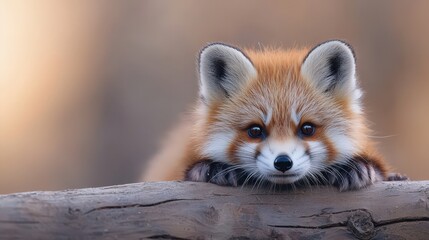 Close up of a red fox looking directly at the camera with animal-themed gifts in the background