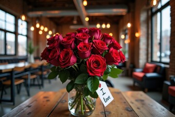 Obraz premium A stunning bouquet of red roses with a 