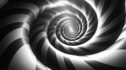 Abstract Monochrome Optical Illusion Spiral Background with Hypnotic 3D Effect