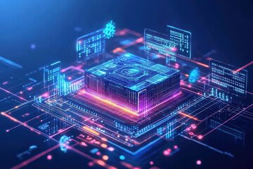 Obraz premium Futuristic quantum computing with glow and complexity