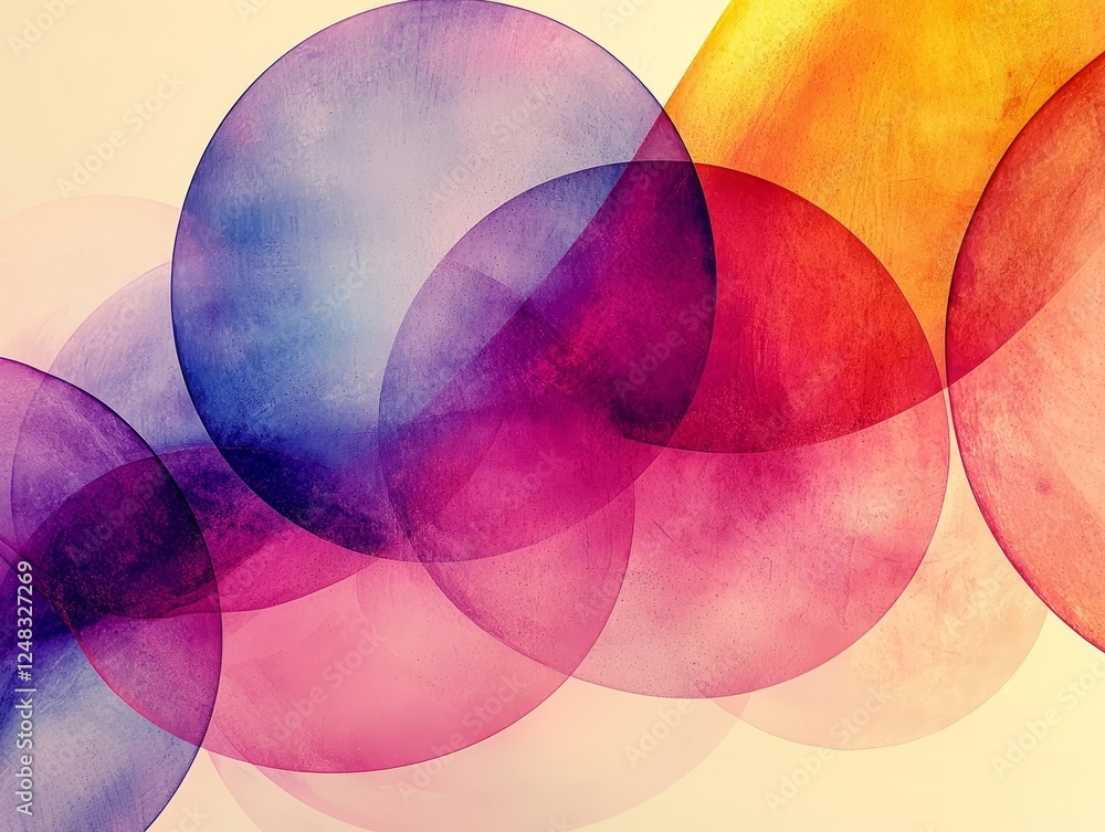 Poster overlapping pastel translucent circles minimalist abstract geometric design