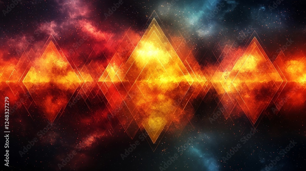 Poster fiery geometric mosaic bold abstract triangle pattern kaleidoscope background