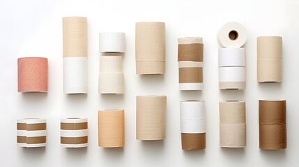 Naklejka premium Carefully arranged medical bandages adhesive tapes and first aid supplies displayed on a pristine white background showcasing their utility and purpose in a clean minimalist setting