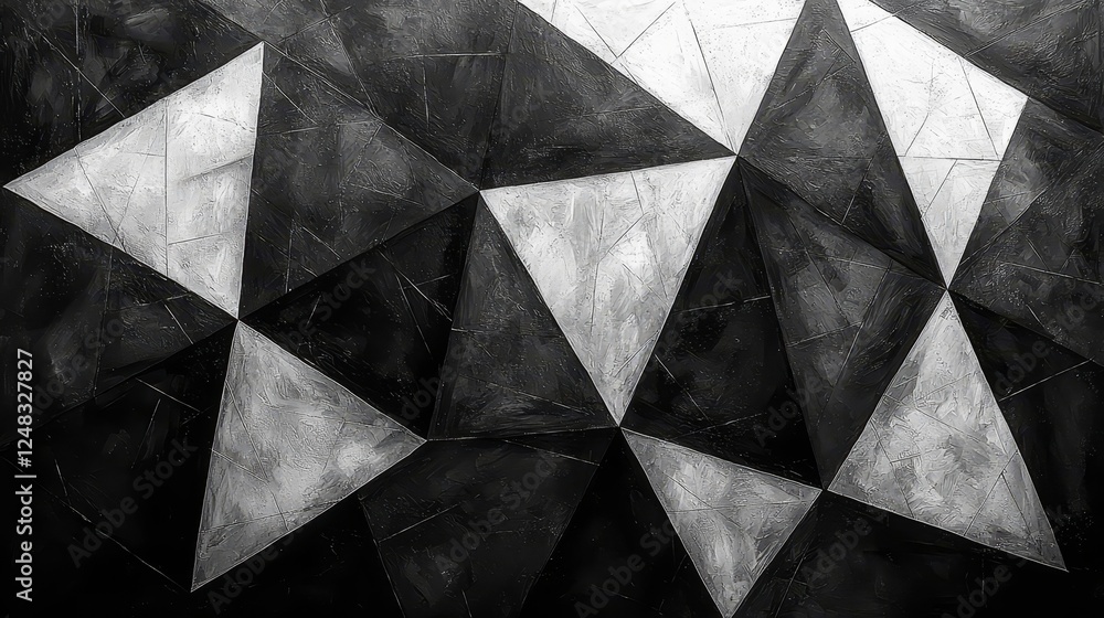Poster bold monochrome geometric polygon pattern with overlapping angular stripes