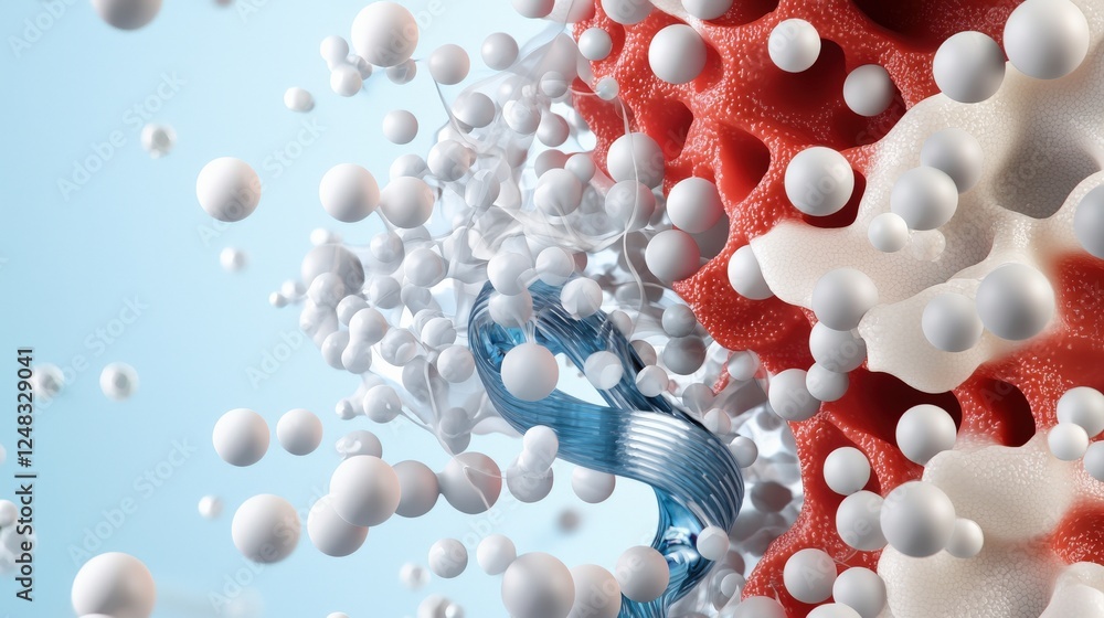 Aufkleber material science nano concept. abstract scientific illustration of molecules and structures in a vib