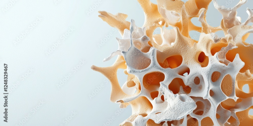 Poster material science nano concept. intricate coral structure with a light background.