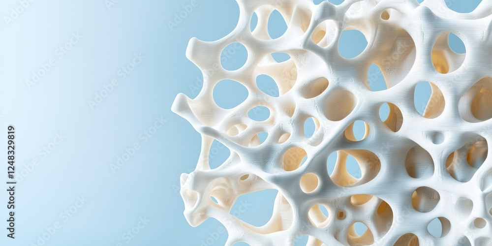 Poster material science nano concept. abstract coral structure on a soft blue background.
