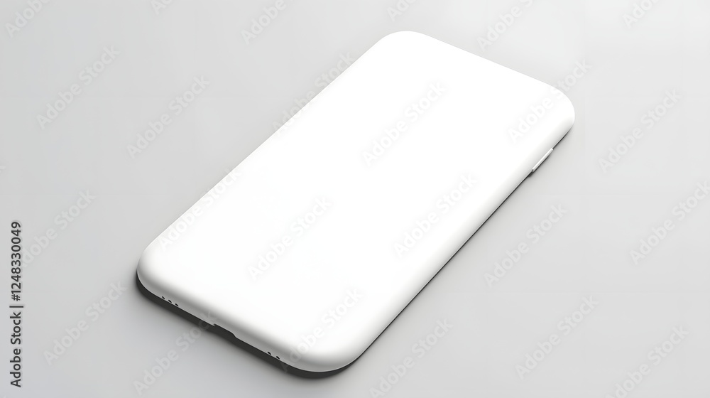 Poster sleek and modern smartphone device placed on a plain white background highlighting the minimalist an
