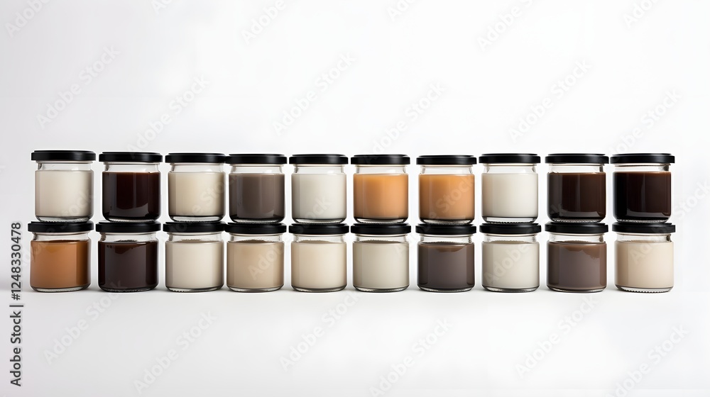 Poster soothing scented candles arranged in symmetrical display on minimalist white surface elegant and cal