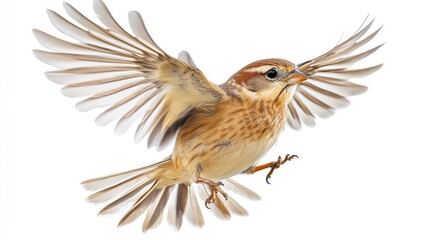 Obraz premium Close-up of a little tit bird flying gracefully with wings fully extended, intricate feather details and dynamic motion captured