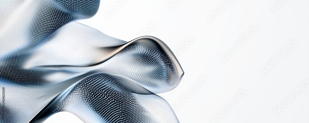 Poster material science nano concept. abstract fabric texture with a smooth, flowing design in blue tones.