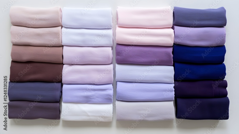 Poster neatly folded cotton towels arranged in a symmetrical pattern on a clean white surface the image has
